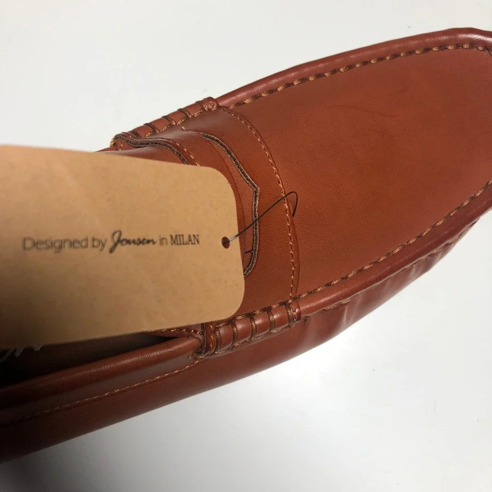 Jousen Penny Loafer Mens 9.5 Tan AMY3059 Driving Shoe Slip On Square Toe NEW - Picture 5 of 9